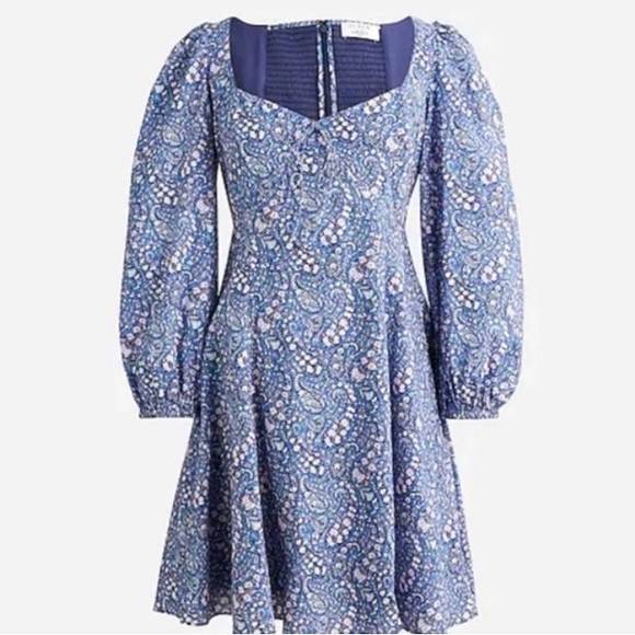 J.Crew Sweetheart long-sleeve mini dress in Liberty Bourton Bloom Floral Size 8 - Picture 1 of 8